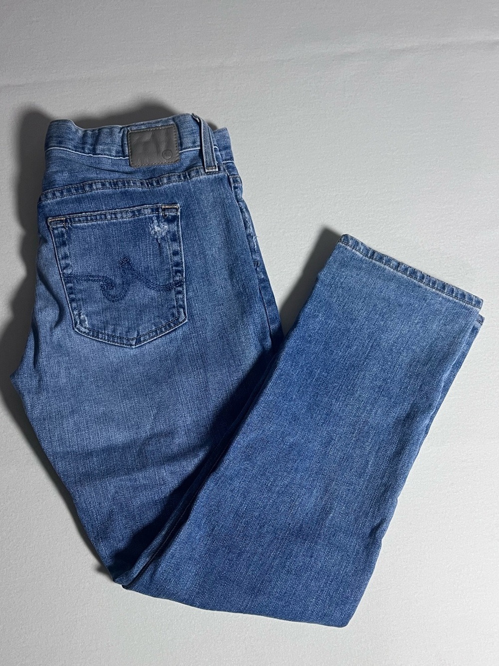 AG Anthropologie Womens Slim Straight Blue Denim Jeans- Nolan Ankle